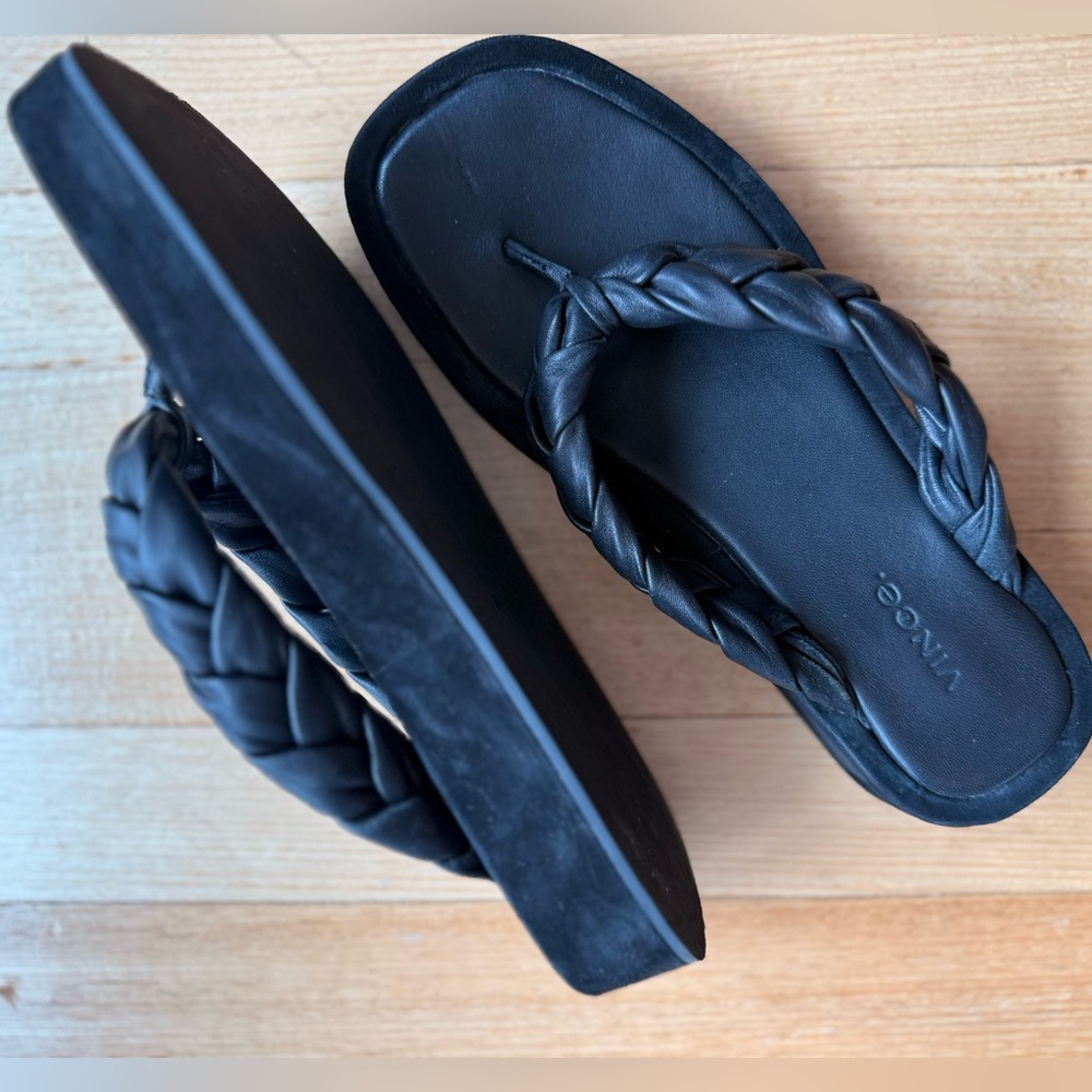 Vince Black Braided Strap Sandal Platform - Picture 3 of 4